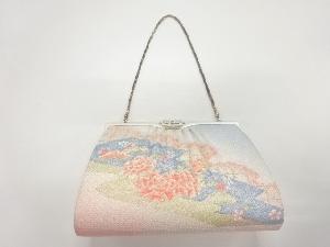 リサイクル　雲に草花模様和装バッグ